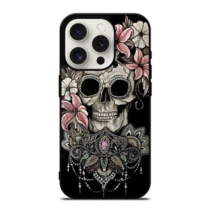 SUGAR SKULL FLOWER iPhone 15 Pro Case Cover SUGAR SKULL FLOWER iPhone 15 Pro Case Cover