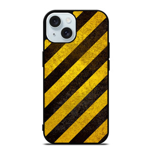 BLACK YELLOW POLICE LINE STRIPE iPhone 15 Case Cover