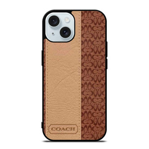 COACH NEW YORK BROWN LEATHER iPhone 15 Case Cover