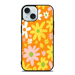 FLOWER POWER ORANGE PATTERN iPhone 15 Case Cover