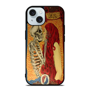 GRATEFUL DEAD KISSING SKELETON iPhone 15 Case Cover GRATEFUL DEAD KISSING SKELETON iPhone 15 Case Cover