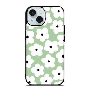 GREEN RETRO FLORAL PATTERN iPhone 15 Case Cover