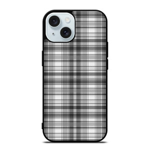 GREY CHECK FABRIC TEXTURES iPhone 15 Case Cover