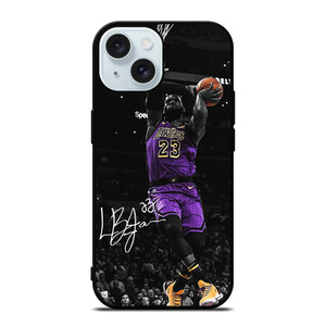 LEBRON JAMES DUNK LA LAKERS iPhone 15 Case Cover LEBRON JAMES DUNK LA LAKERS iPhone 15 Case Cover