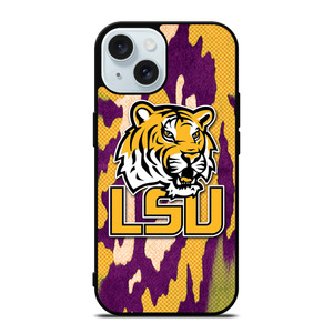 LSU TIGERS FOOTBALL HALFTONE iPhone 15 Case Cover LSU TIGERS FOOTBALL HALFTONE iPhone 15 Case Cover