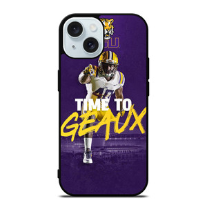 LSU TIGERS TIME TO GEAUX iPhone 15 Case Cover LSU TIGERS TIME TO GEAUX iPhone 15 Case Cover