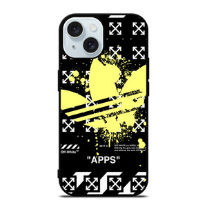 OFF WHITE X ADIDAS YELLOW iPhone 15 Case Cover OFF WHITE X ADIDAS YELLOW iPhone 15 Case Cover