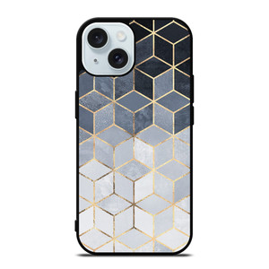 SOFT BLUE GRADIENT CUBES iPhone 15 Case Cover SOFT BLUE GRADIENT CUBES iPhone 15 Case Cover