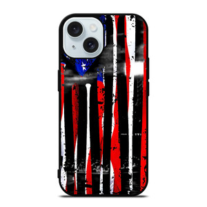 USA FLAG AMERICAN BASEBALL BLACK WHITE iPhone 15 Case Cover