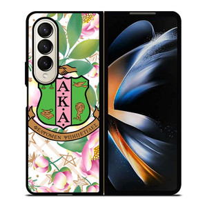 AKA PINK AND GREEN FLOWER LOGO Samsung Galaxy Z Fold 4 Case Cover