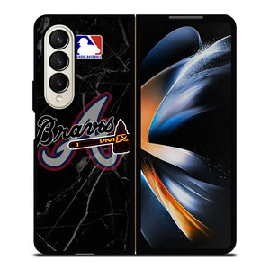 ATLANTA BRAVES BLACK MARBLE LOGO Samsung Galaxy Z Fold 4 Case Cover