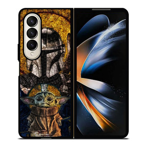 BABY YODA AND THE MANDALORIAN MOSAIC Samsung Galaxy Z Fold 4 Case Cover BABY YODA AND THE MANDALORIAN MOSAIC Samsung Galaxy Z Fold 4 Case Cover