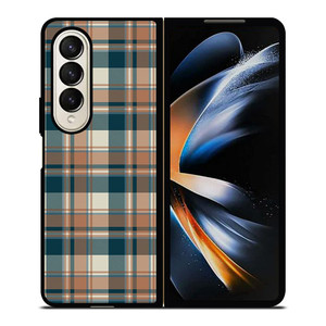 CHECK CLASSIC DARK PLAID FABRIC TEXTURES Samsung Galaxy Z Fold 4 Case Cover