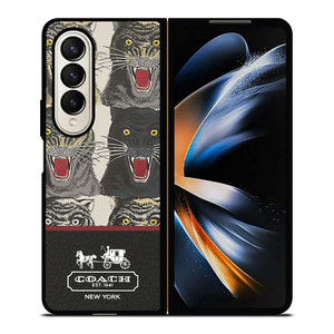 COACH NEW YORK TIGER FACE PATTERN Samsung Galaxy Z Fold 4 Case Cover