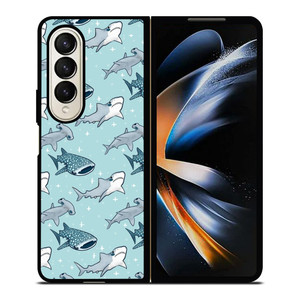 CUTE SHARK PATTERN Samsung Galaxy Z Fold 4 Case Cover CUTE SHARK PATTERN Samsung Galaxy Z Fold 4 Case Cover