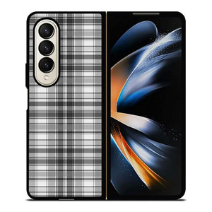 GREY CHECK FABRIC TEXTURES Samsung Galaxy Z Fold 4 Case Cover