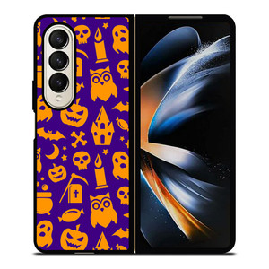 HAPPY HALLOWEEN PURPLE PATTERN Samsung Galaxy Z Fold 4 Case Cover HAPPY HALLOWEEN PURPLE PATTERN Samsung Galaxy Z Fold 4 Case Cover