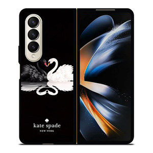 KATE SPADE BLACK WHITE SWAN Samsung Galaxy Z Fold 4 Case Cover