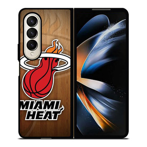 MIAMI HEAT WOODEN LOGO NBA Samsung Galaxy Z Fold 4 Case Cover