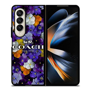 PURPLE FLOWERS COACH NEW YORK Samsung Galaxy Z Fold 4 Case Cover