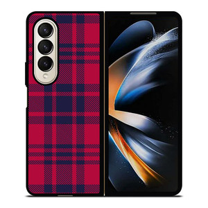 RED BLUE TARTAN PLAID PATTERN Samsung Galaxy Z Fold 4 Case Cover