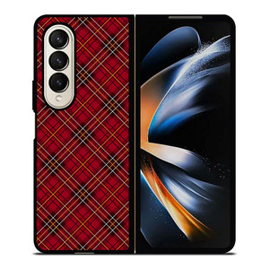 RED TARTAN CROSS PLAID Samsung Galaxy Z Fold 4 Case Cover