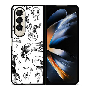 SPACE DOG WHITE PATTERN Samsung Galaxy Z Fold 4 Case Cover