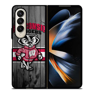 WISCONSIN BADGER WOODEN LOGO Samsung Galaxy Z Fold 4 Case Cover WISCONSIN BADGER WOODEN LOGO Samsung Galaxy Z Fold 4 Case Cover