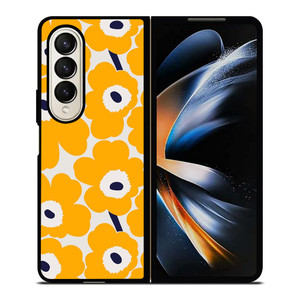 YELLOW RETRO FLORAL PATTERN Samsung Galaxy Z Fold 4 Case Cover