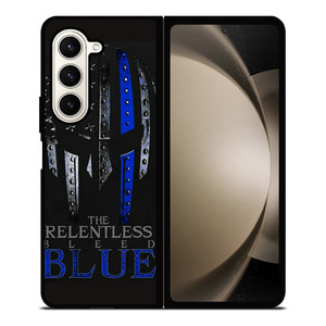 BLUE LINE POLICE WARRIOR SKULL Samsung Galaxy Z Fold 5 Case Cover