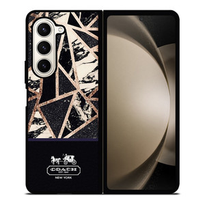 COACH NEW YORK GOLD BLACK TEXTURE Samsung Galaxy Z Fold 5 Case Cover