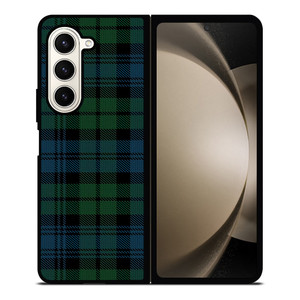 GREEN BLUE TARTAN PATTERN Samsung Galaxy Z Fold 5 Case Cover
