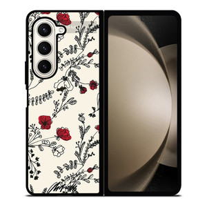 HAND DRAWING RED FLOWER PATTERN Samsung Galaxy Z Fold 5 Case Cover HAND DRAWING RED FLOWER PATTERN Samsung Galaxy Z Fold 5 Case Cover