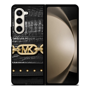 MICHAEL KORS MK LOGO BLACK LEATHER HAND BAG Samsung Galaxy Z Fold 5 Case Cover