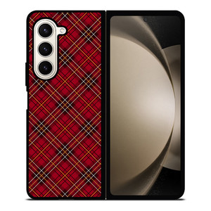 RED TARTAN CROSS PLAID Samsung Galaxy Z Fold 5 Case Cover