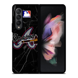 ATLANTA BRAVES BLACK MARBLE LOGO Samsung Galaxy Z Fold 3 Case Cover