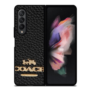COACH NEW YORK BLACK LEATHER 2 Samsung Galaxy Z Fold 3 Case Cover