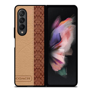 COACH NEW YORK BROWN LEATHER Samsung Galaxy Z Fold 3 Case Cover