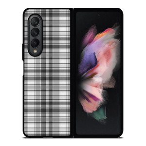 GREY CHECK FABRIC TEXTURES Samsung Galaxy Z Fold 3 Case Cover
