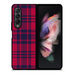 RED BLUE TARTAN PLAID PATTERN Samsung Galaxy Z Fold 3 Case Cover