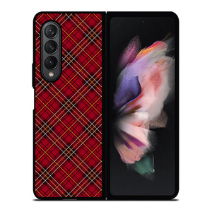 RED TARTAN CROSS PLAID Samsung Galaxy Z Fold 3 Case Cover