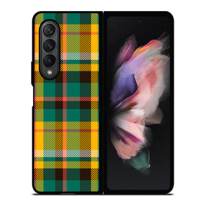 YELLOW GREEN TARTAN PATTERN Samsung Galaxy Z Fold 3 Case Cover