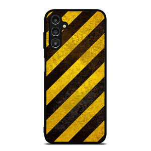 BLACK YELLOW POLICE LINE STRIPE Samsung Galaxy A14 Case Cover