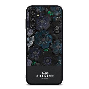 COACH NEW YORK BLACK TEA ROSE Samsung Galaxy A14 Case Cover