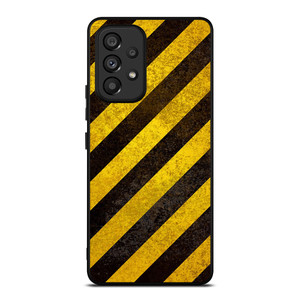 BLACK YELLOW POLICE LINE STRIPE Samsung Galaxy A53 Case Cover