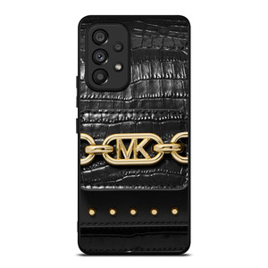 MICHAEL KORS MK LOGO BLACK LEATHER HAND BAG Samsung Galaxy A53 Case Cover