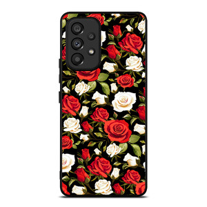 SEAMLESS RED WHITE ROSE PATTERN Samsung Galaxy A53 Case Cover