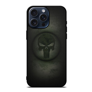 PUNISHER LOGO METAL CARBON iPhone 15 Pro Max Case Cover