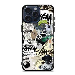 STUSSY COLLAGE iPhone 15 Pro Max Case Cover STUSSY COLLAGE iPhone 15 Pro Max Case Cover