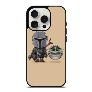 BABY YODA AND MANDALORIAN STAR WARS CUTE iPhone 15 Pro Case Cover